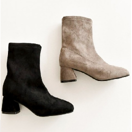 Suede Shoes with 5cm Chunky Heels
