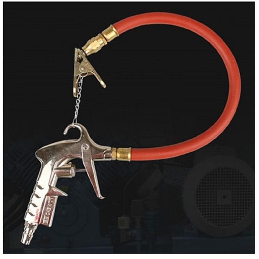 Gun Type Tire Air Pressure Guage 220 Psi Dial Meter Inflating Flexible Hose